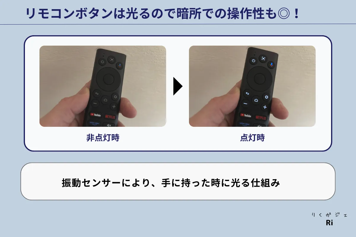 リモコンのボタンが光る写真