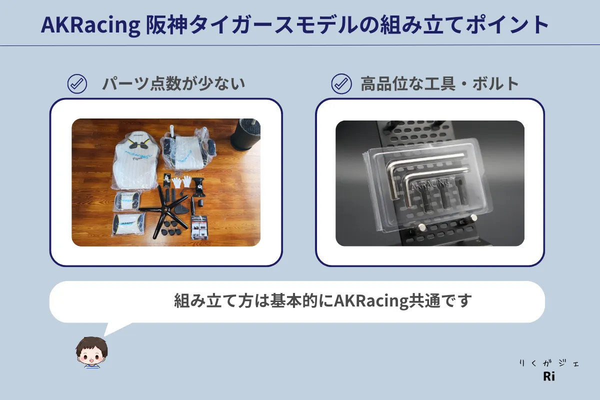 AKRacing 阪神タイガースチェアの組み立て方ポイント図解