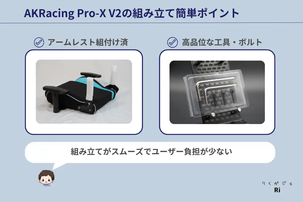 AKRacing Pro-X V2の組み立て簡単ポイント図解