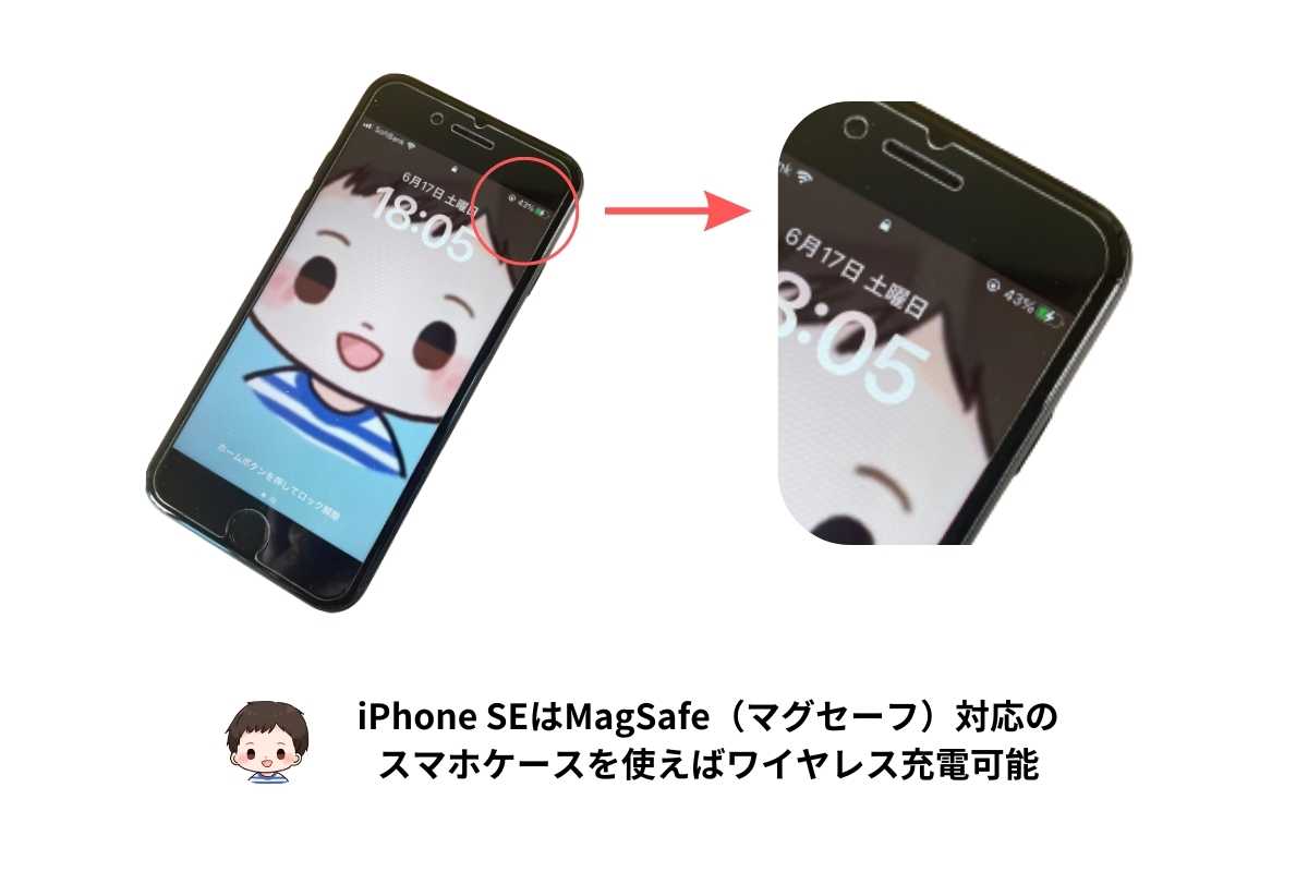 iPhone SEも充電可能図解