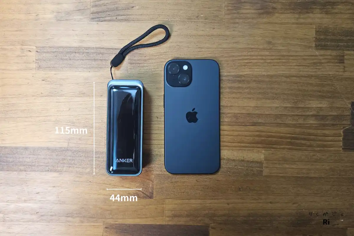 Anker Prime Power Bank (9600mAh, 65W, Fusion)の長さ・幅の写真
