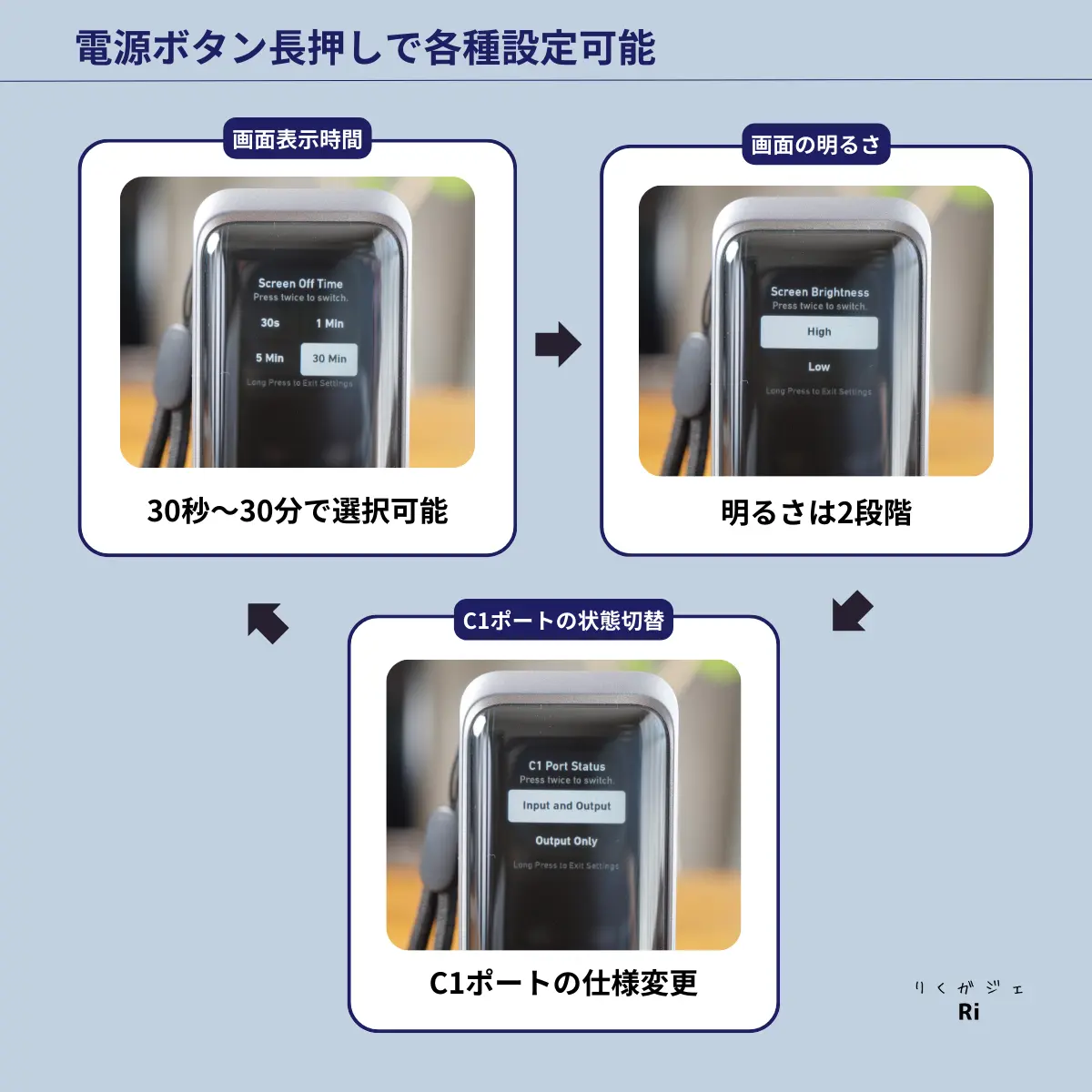 各種設定の写真