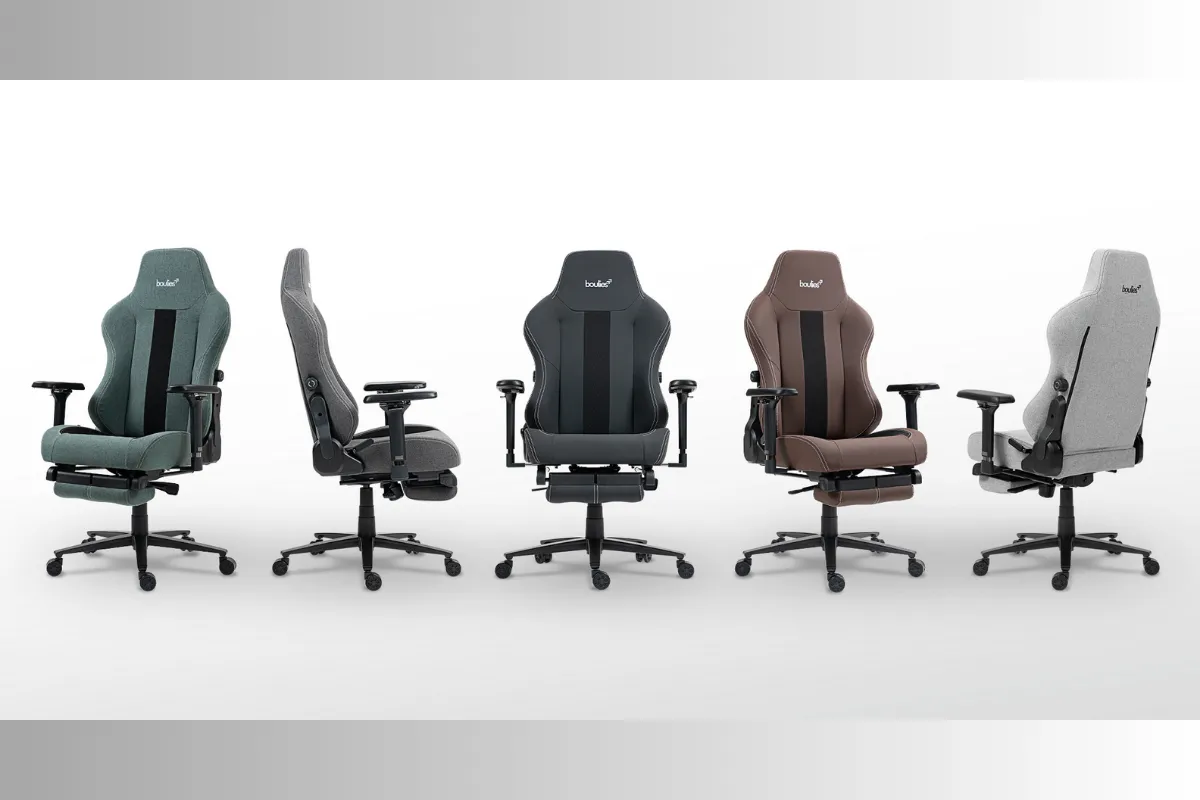 Boulies Master Rex の5色展開(Black、Brown、Charcoal Grey、Ash Grey、Como)を並べた比較画像