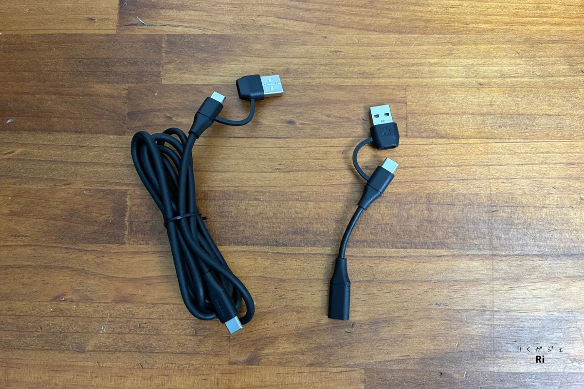 MAONO PD200W付属のUSBケーブルと変換アダプター
