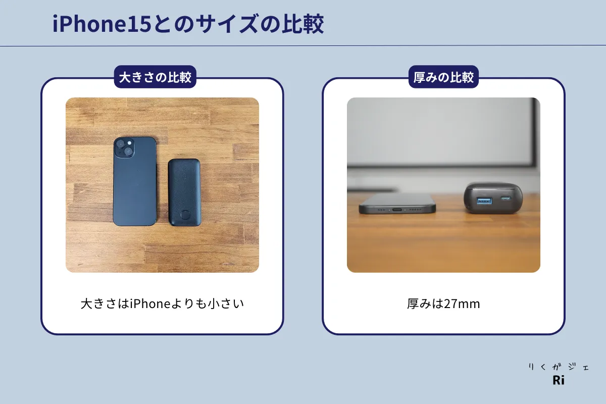 iPhone 15とのサイズ比較写真