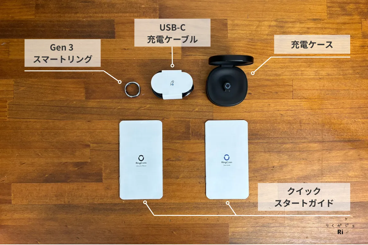RingConn Gen 3の本体と付属品